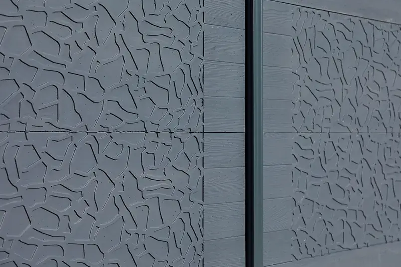 Expédié Aujourd'hui Plaque béton pour clôture - Modula 1 face résille / 1 face bois - 1915 x 450 x 23 mm - vert