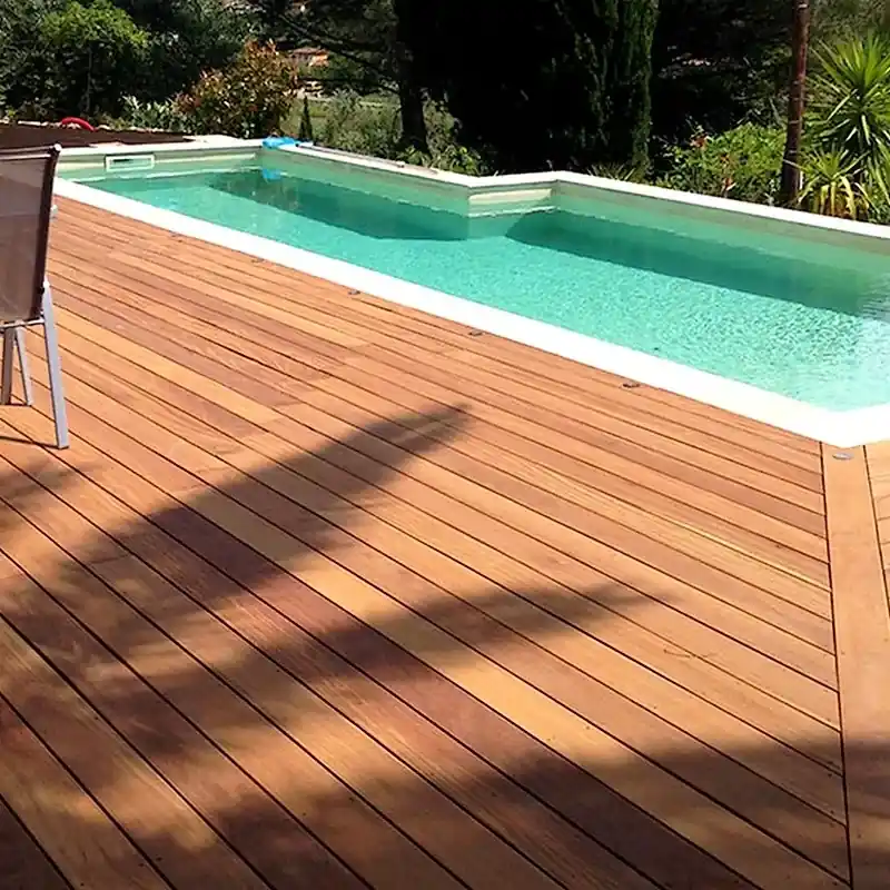 Lame de terrasse bois - Cumaru - 21 x 145 mm - long. 5,80 ml - 2 faces lisses Prix Bas