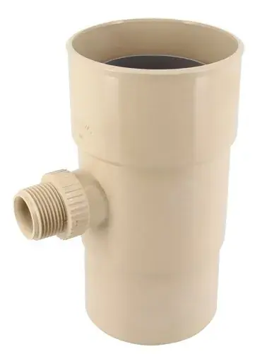 Récupérateur d‘eaux pluviales pour tuyau de descente PVC - sable - Ø 100 - T33 Nouveauté