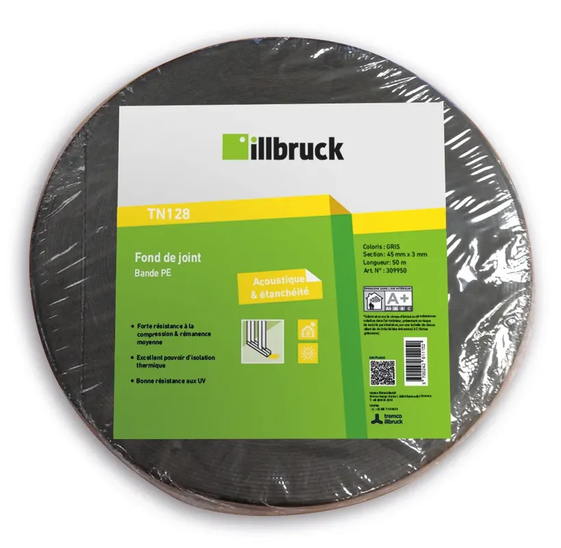 BANDE RESILIENTE TN128 GRIS 45 X 3MM ROULEAU 50 M Populaire
