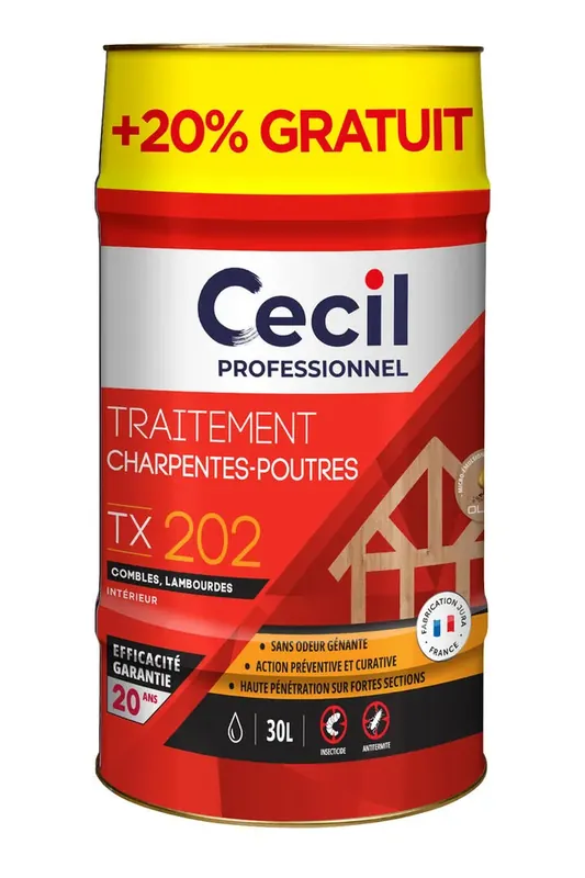 Traitement poutre et charpente - TX202 - 30L Commander Vite