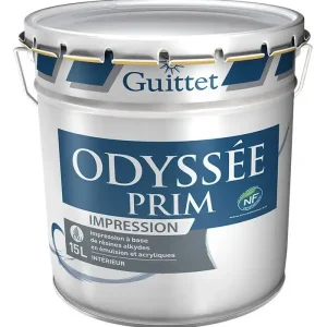 Usine Directe Guittet Odyssée Prim Peinture d‘Impression Murs Plafonds et Boiseries - Intérieur - Blanc - 1L, 3L, 15L