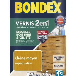 Haute Qualité Bondex Vernis Bois 2 en 1 Protège et Embellit Aspect Satiné - 0,25 L