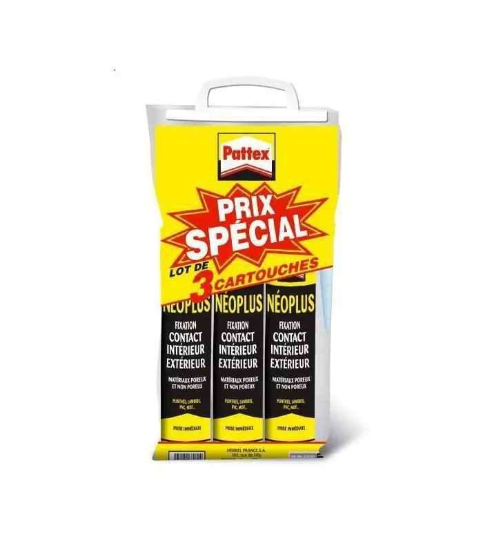 Acheter En Ligne Colle Pattex de fixation isoprène Neoplus Lot de 3x345g