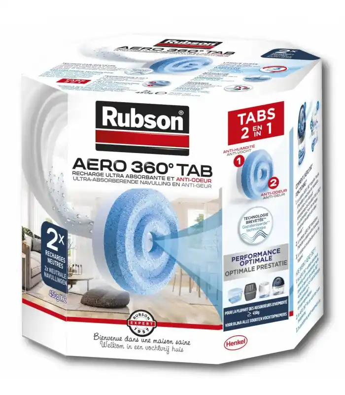 Expédition Rapide Rubson 2 recharges absorbeur d‘humidité Aero 360° anti odeurs