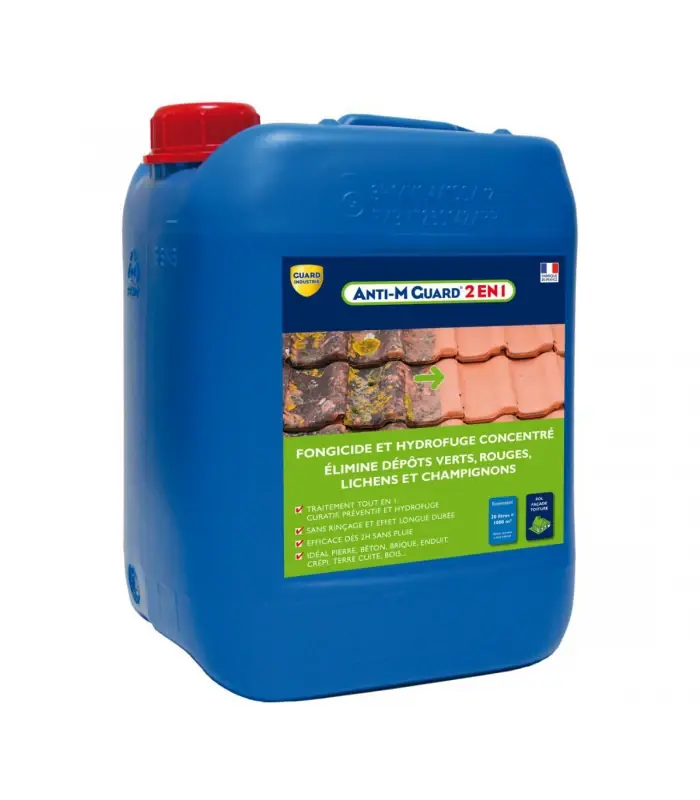 Petit Prix Anti M Guard 2 en 1 concentré nettoyant fongicide hydrofuge terrasses toitures façades - 5L, 20L