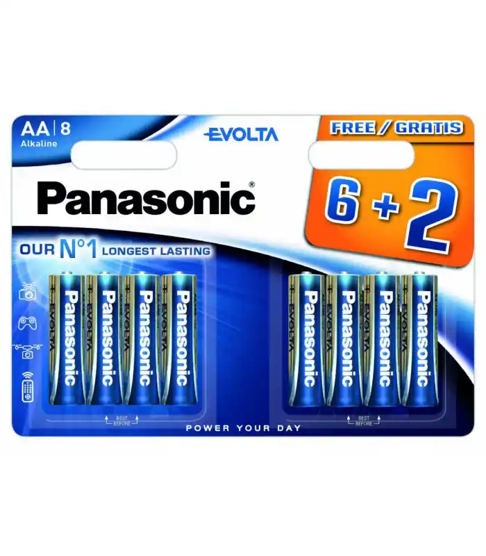 Piles LR06 AA Evolta 6+2 gratuites Produit De Marque