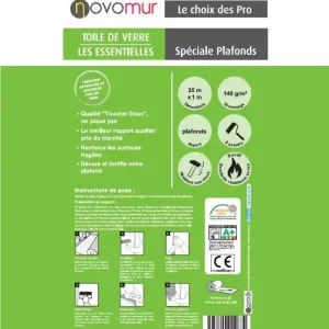 Prix Promo Toile de verre à peindre spéciale Plafonds 140g/m² Novomur - 12,5M/25M