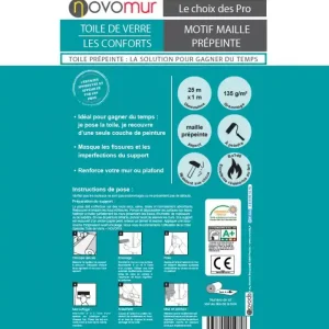 Promotion Saisonnière Toile de verre prépeinte maille 135g/m² Novomur - 12,5M/25 m