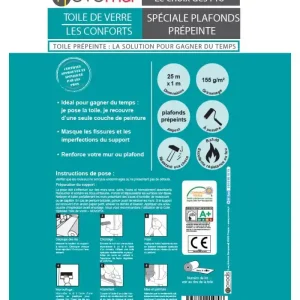 Réduction Toile de verre prépeinte spéciale plafond 155g/m² Novomur - 12,5M/25M