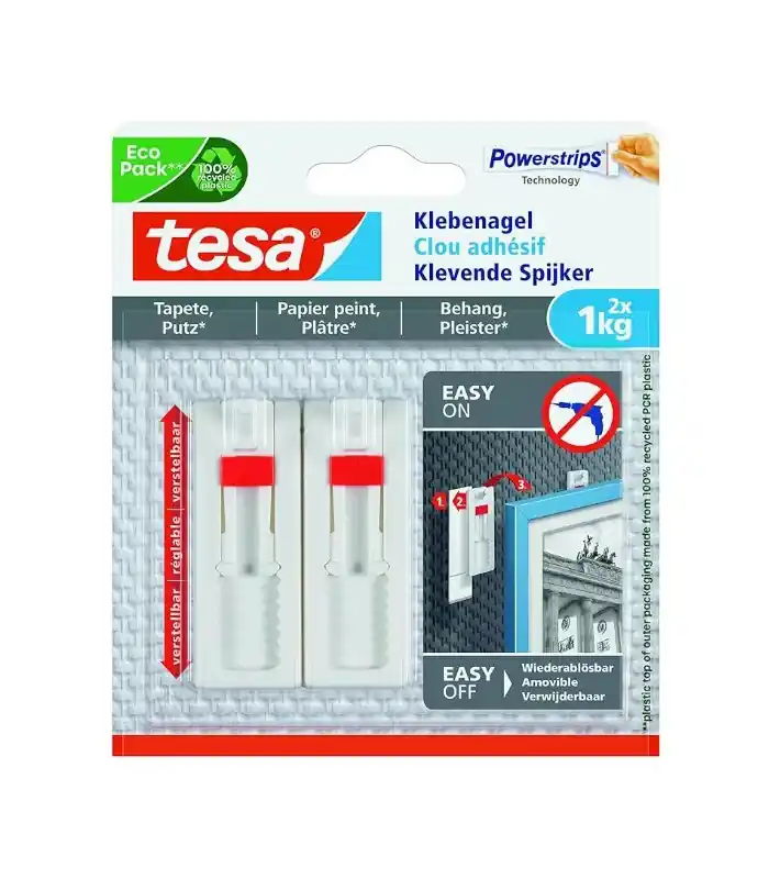Clou adhésif ajustable pour papier peint et plâtre - Lot de 2 Expédition Rapide