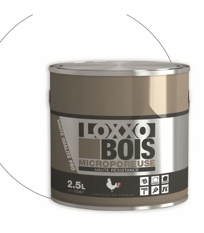 Loxxo Peinture Bois Glycéro Microporeuse - Haute Résistance - Intérieur & Extérieur - 0,5L, 2,5L Prix Promo