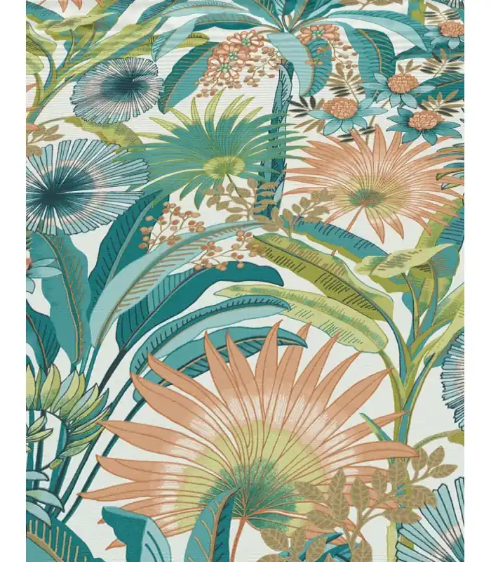 Papier peint Erismann - Collection Martinique - Intissé grainé - Décor EXOTIC BLEU TURQUOISE Commande En Gros
