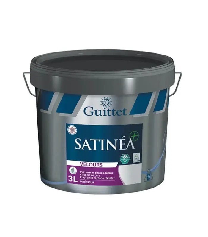 Prix Bas Guittet Satinea + Velours Bas Carbone Peinture Murs - Intérieur - 1L, 3L, 15L