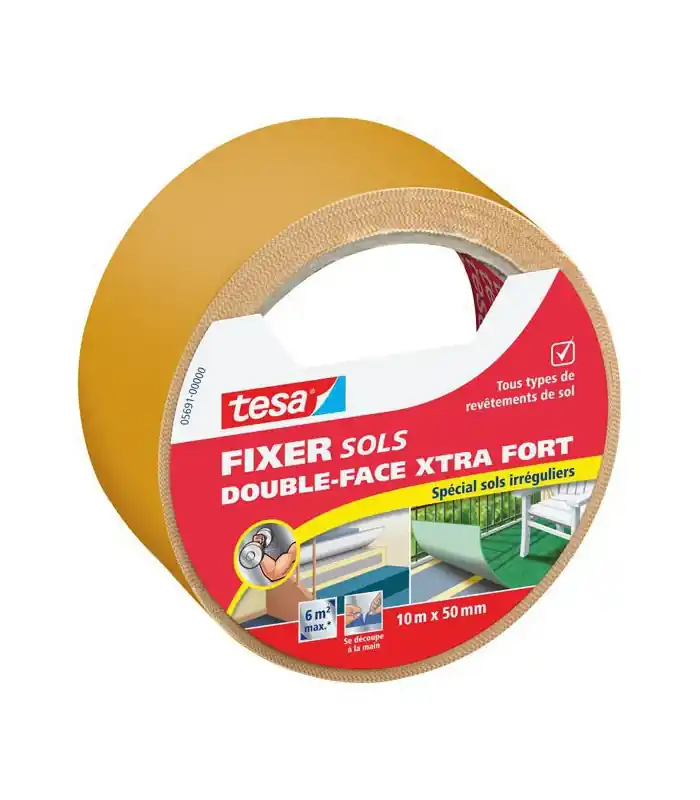 Adhésif double-face extra-fort pour sols irréguliers - 10M, 25M Prix Choc