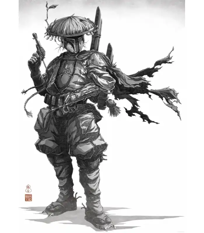 Seulement Aujourd'hui STAR WARS VISION SAMURAI BOUNTY HUNTER 50X70