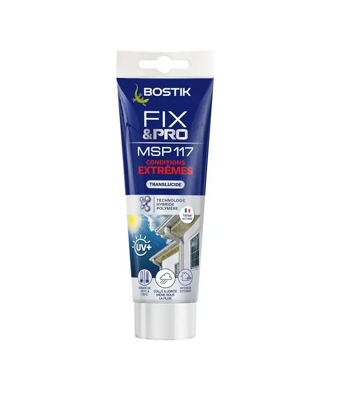 Colle de fixation Bostik MSP117 extrêmes transparente 150ml Certifié