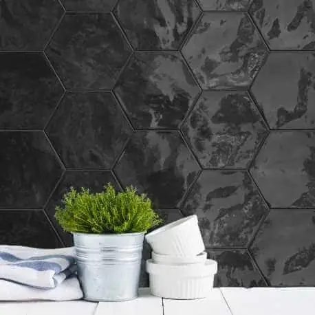 Carrelage sol et mur hexagonal Hexa Wall Black 15x17.5 cm Commande En Gros