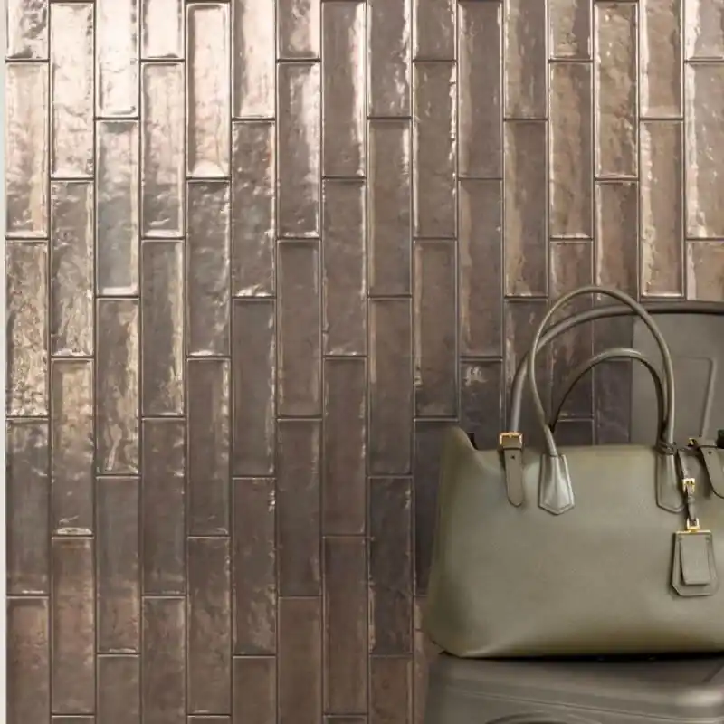 Carrelage mural aspect zellige Cromia Bronze brillant 6,5x26,6 cm Offre Du Jour
