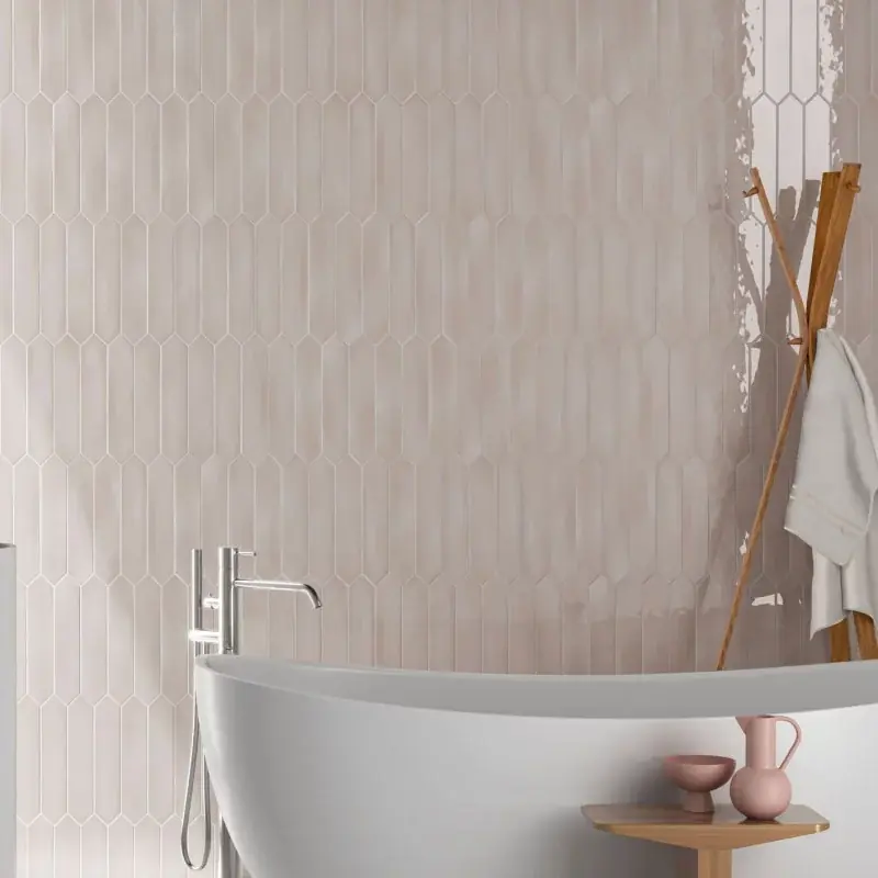 Seulement Aujourd'hui Carrelage mural aspect zellige picket Optics beige brillant 6,5x33,2 cm