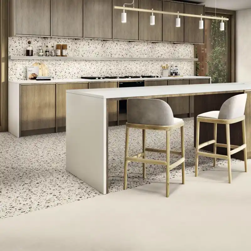 Carrelage aspect terrazzo mur et sol Coccio mix mat 60x60 cm Offre Spéciale