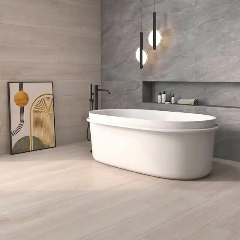 Dernier Modèle Carrelage sol et mur intérieur aspect parquet Aoki bone mat 23x120 cm