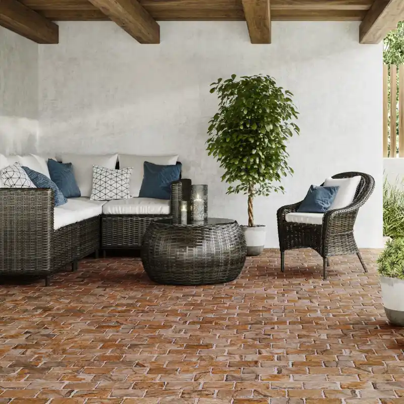 Carrelage sol extérieur et intérieur antidérapant aspect pierre Canyon cobblestone mat 44x66 cm Quantité Limitée