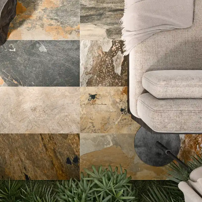 Carrelage sol extérieur et intérieur antidérapant aspect pierre Bali mat 60x120 cm Livraison Express