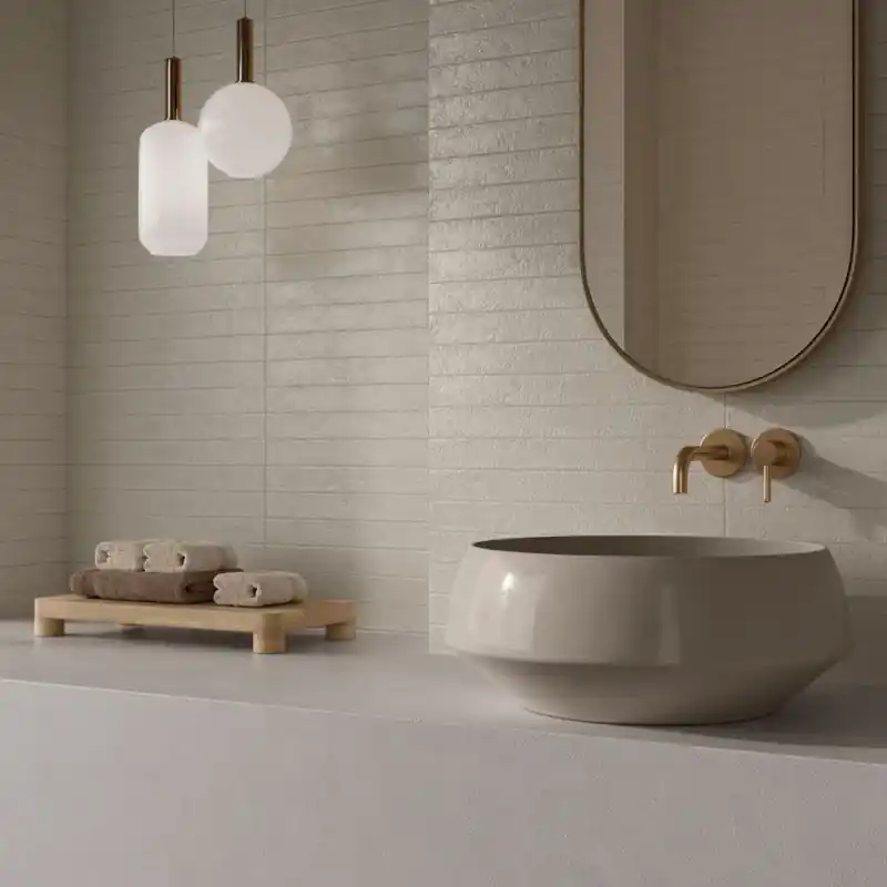 Petit Prix Carrelage mur intérieur aspect zellige Puck ivory brillant 5x50 cm
