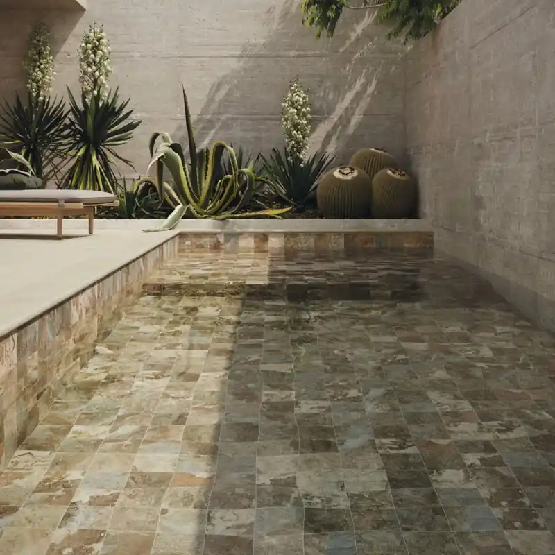 Populaire Carrelage sol extérieur et intérieur antidérapant aspect Pierre de Bali Sinai terra mat 15x15 cm