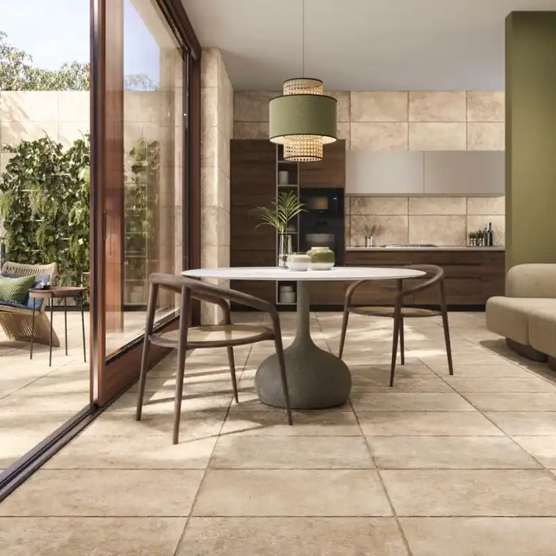 Offre Du Jour Carrelage intérieur extérieur antidérapant effet travertin Ardennes beige mat 44x66 cm