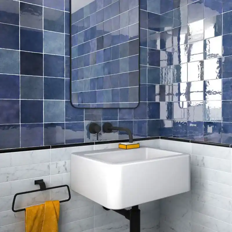 Expédition Rapide Carrelage mur intérieur aspect zellige Artisan colonial blue brillant 13,2x13,2 cm