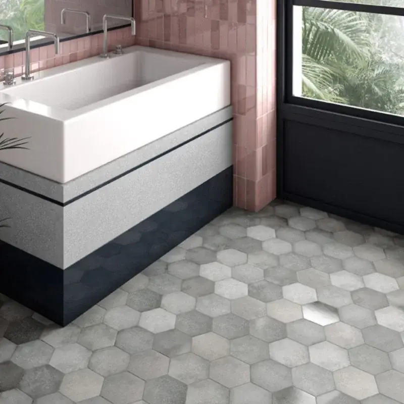 Réduction Carrelage hexagonal sol et mur Heritage shadow mat 17,5x20 cm