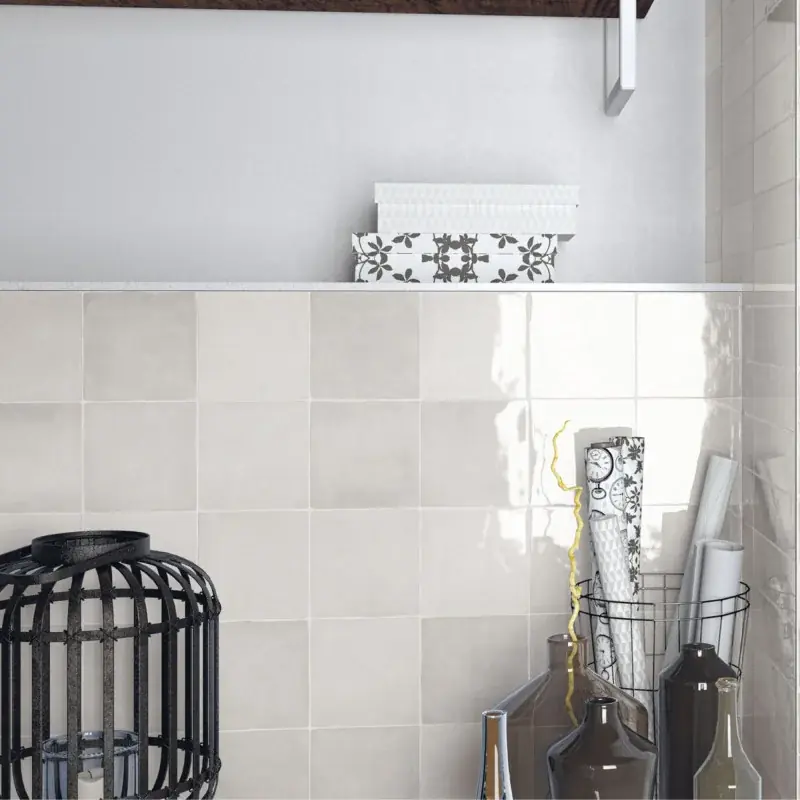 Expédié Aujourd'hui Carrelage mur intérieur aspect zellige Moos white brillant 13x13 cm