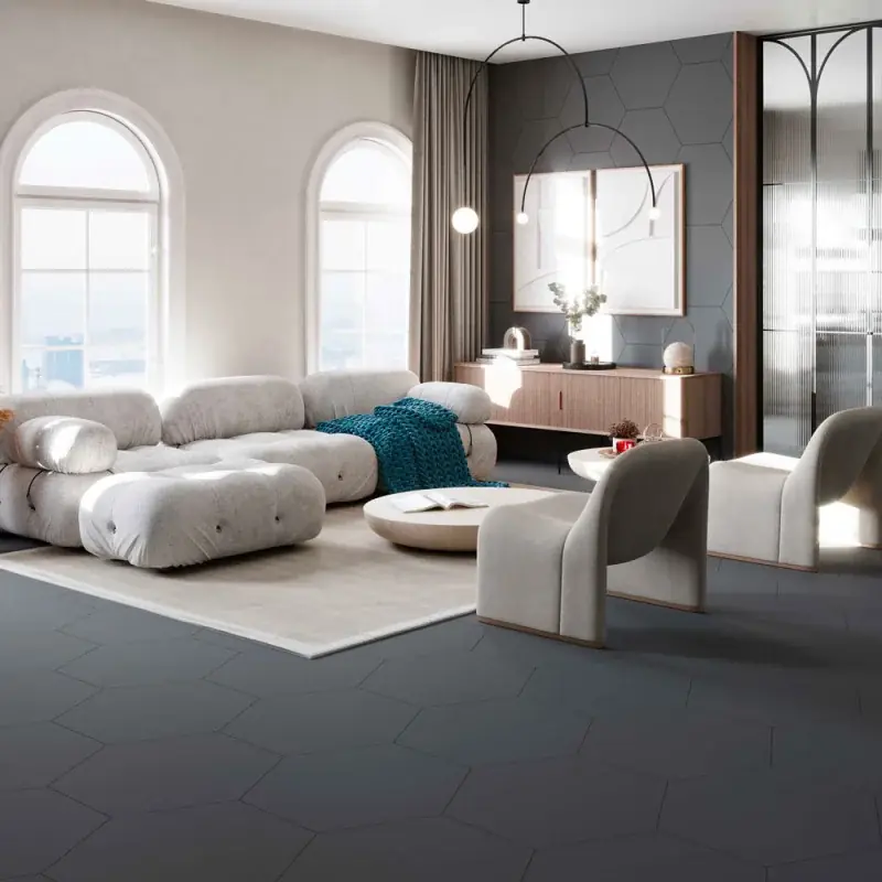 Affaire À Saisir Carrelage uni hexagonal sol-mur intérieur Argos Black mat 56x48,5cm