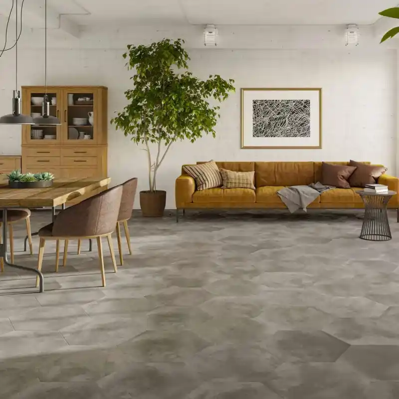 Achat Immédiat Carrelage hexagonal sol et mur intérieur Atelier Charcoal satiné 56x48,5cm