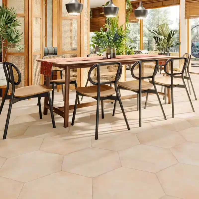 Carrelage aspect Pierre hexagonal Parma arena mat 56x48,5cm Bon Plan