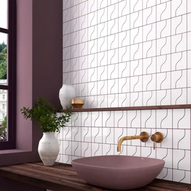 Carrelage mur intérieur aspect zellige Curve white brillant 8,3x12 cm Meilleur Prix