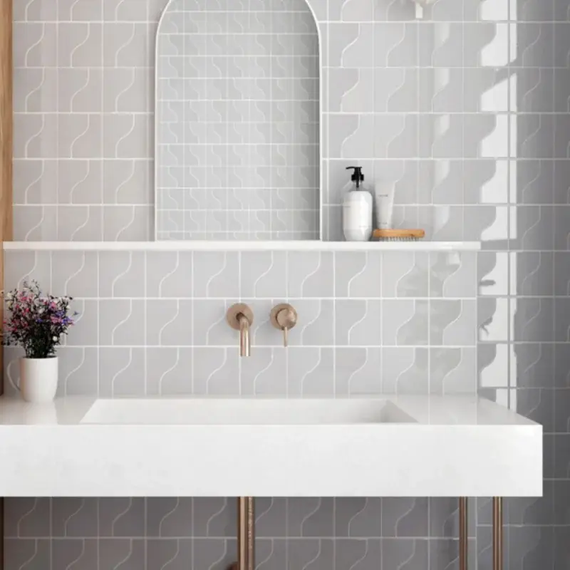 Quantité Limitée Carrelage mur intérieur aspect zellige Curve grey brillant 8,3x12 cm