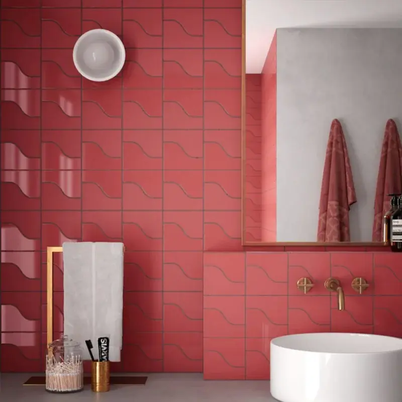 Carrelage mur intérieur aspect zellige Curve ruby shade brillant 8,3x12 cm Offre Du Jour