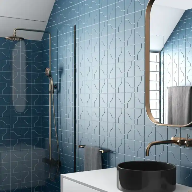 Meilleure Vente Carrelage mur intérieur aspect zellige Curve ink blue mat 8,3x12 cm