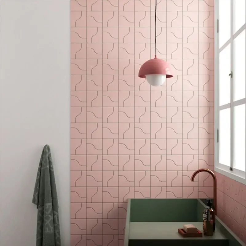 Carrelage mur intérieur aspect zellige Curve pink mat 8,3x12 cm Produit De Marque