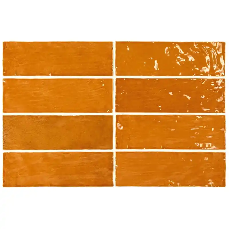Achat Immédiat Carrelage mural aspect zellige La Riviera ginger brillant 6,5x20 cm