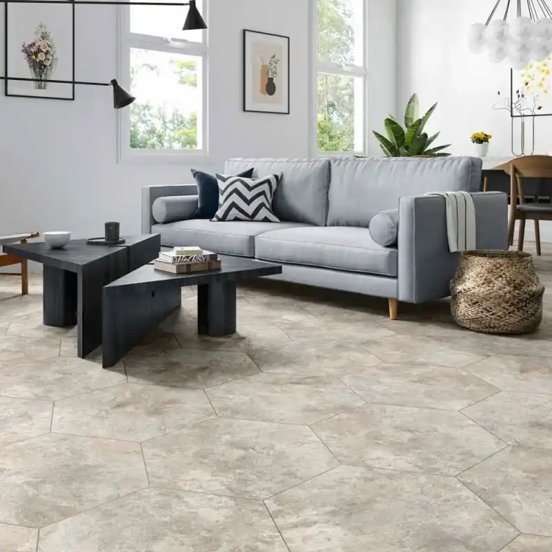 Carrelage aspect pierre hexagonal Arlet taupe 56x48,5cm Dernière Chance