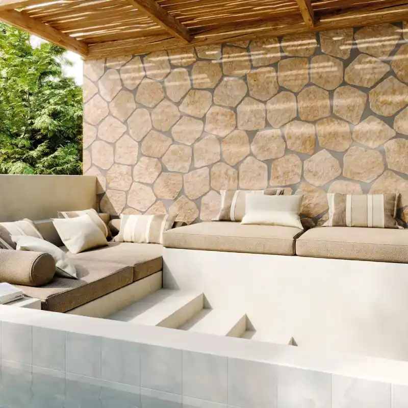 Authentique Carrelage aspect pierre Cuzco beige mat 28,5x33 cm