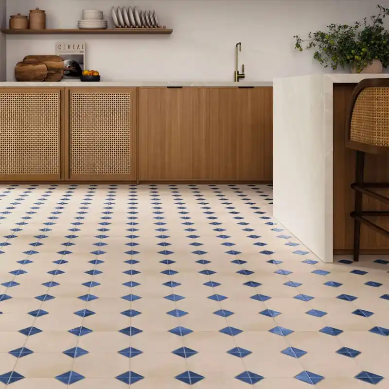Carrelage imitation cabochon Dover sand cobalt mat 33x33 cm Vente Directe