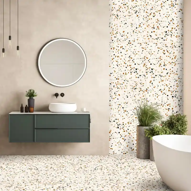 Meilleur Prix Carrelage sol et mur aspect terrazzo Re-Bel cognac mat 60x60 cm