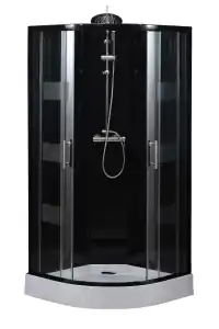Cabine 1/4 cercle LOLY 90x90 noire porte couliss. verre 5mm- Fin de série Produit De Marque