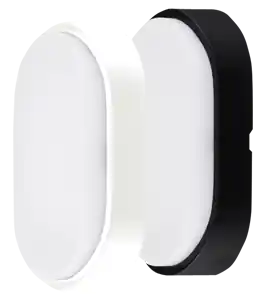 Hublot ovale 10W IP54 blanc-noir 700lm 4000K + 2 collerettes interchangeables Satisfait Ou Remboursé