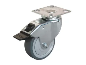 Roulette à platine à frein caoutchouc gr gris Ø65mm Prix Cassé
